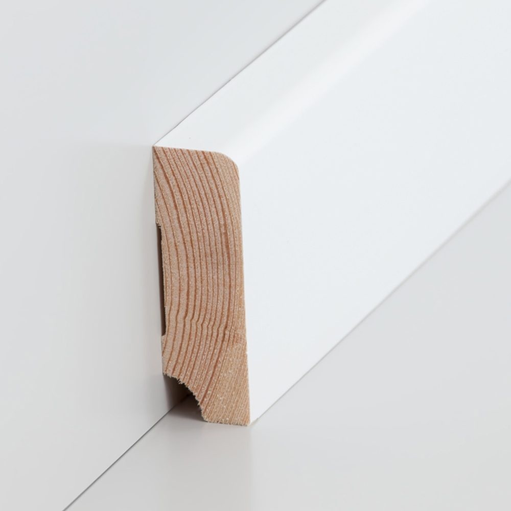 Massivholz Sockelleiste Modern White XXL | 60mm hoch | wei&s
