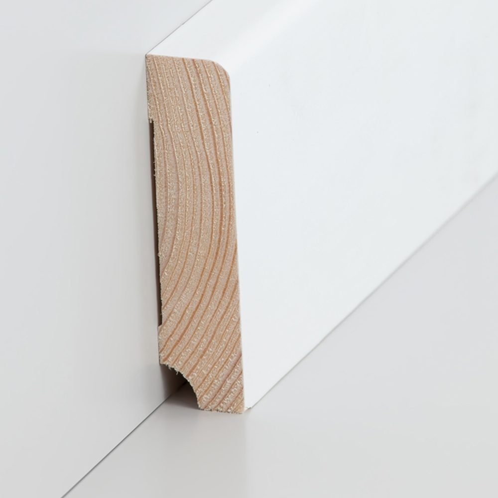 Massivholz Sockelleiste Modern White XXL | 80mm hoch | wei&s